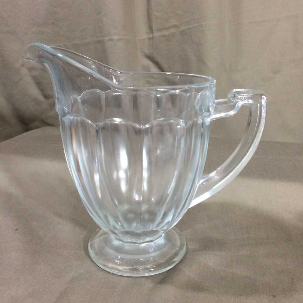 Vintage Arcoroc France Arcade Fluted Clear Glass Water Pitcher Scalloped Heavy